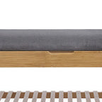 36-Inch Bamboo Shoe Storage Bench with Gray Padded Seat