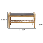 36-Inch Bamboo Shoe Storage Bench with Gray Padded Seat
