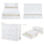 Queen Size Wood Murphy Bed with Drawer and Integrated Charging Hub