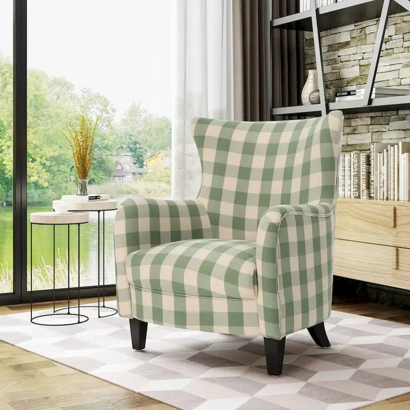Modern Retro 30.25 High Back Upholstered Arm Chair with Wood Legs for Living Room
