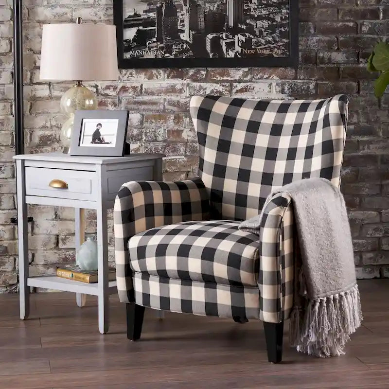Modern Retro 30.25 High Back Upholstered Arm Chair with Wood Legs for Living Room