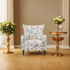 Modern Retro 30.25 High Back Upholstered Arm Chair with Wood Legs for Living Room