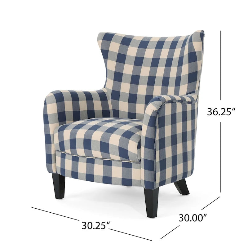 Modern Retro 30.25 High Back Upholstered Arm Chair with Wood Legs for Living Room