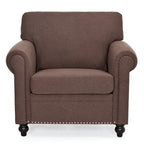 Brown Modern 37.4 Upholstered Accent Chair with Solid Wood Frame and Nailheads for Living Room
