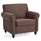Brown Modern 37.4 Upholstered Accent Chair with Solid Wood Frame and Nailheads for Living Room