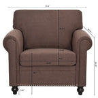 Brown Modern 37.4 Upholstered Accent Chair with Solid Wood Frame and Nailheads for Living Room