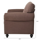 Brown Modern 37.4 Upholstered Accent Chair with Solid Wood Frame and Nailheads for Living Room