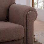 Brown Modern 37.4 Upholstered Accent Chair with Solid Wood Frame and Nailheads for Living Room