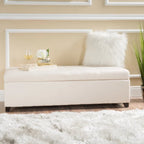 Tufted Fabric Storage Bench with Soft-Close Lid and Birch Legs