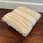 Handmade Cotton Dhurrie Upholstered Stool with Sheesham Wood Frame