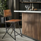 Industrial Reclaimed Wood and Metal Trestle Counter Stool