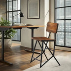 Industrial Reclaimed Wood and Metal Trestle Counter Stool