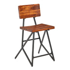 Industrial Reclaimed Wood and Metal Trestle Counter Stool