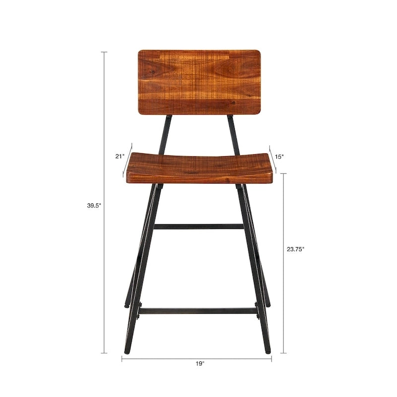 Industrial Reclaimed Wood and Metal Trestle Counter Stool