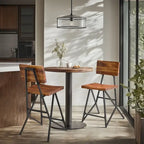 Industrial Reclaimed Wood and Metal Trestle Counter Stool