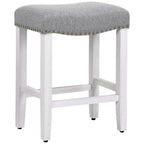 Antique White 24-Inch Upholstered Polyester Saddle Counter Stool