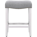 Antique White 24-Inch Upholstered Polyester Saddle Counter Stool