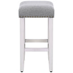 Antique White 24-Inch Upholstered Polyester Saddle Counter Stool