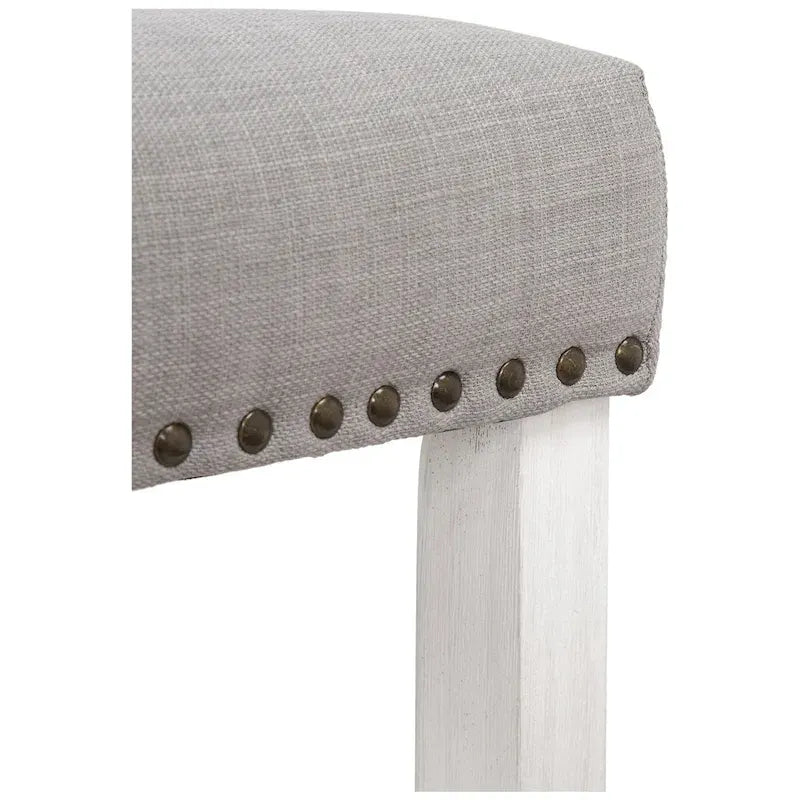 Antique White 24-Inch Upholstered Polyester Saddle Counter Stool