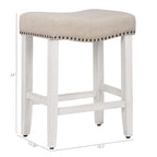 Antique White 24-Inch Upholstered Polyester Saddle Counter Stool