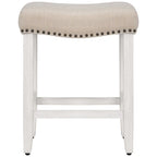 Antique White 24-Inch Upholstered Polyester Saddle Counter Stool