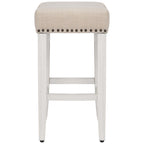 Antique White 24-Inch Upholstered Polyester Saddle Counter Stool