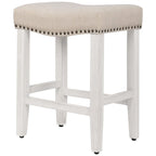 Antique White 24-Inch Upholstered Polyester Saddle Counter Stool