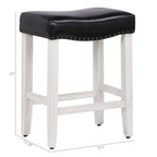 Antique White 24-Inch Upholstered Polyester Saddle Counter Stool