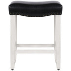 Antique White 24-Inch Upholstered Polyester Saddle Counter Stool
