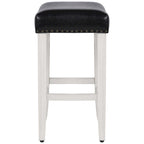 Antique White 24-Inch Upholstered Polyester Saddle Counter Stool