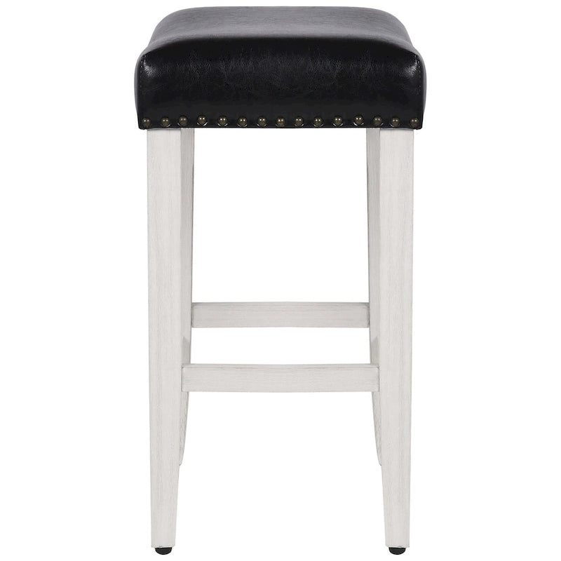 Antique White 24-Inch Upholstered Polyester Saddle Counter Stool