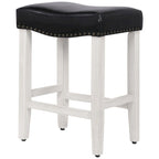 Antique White 24-Inch Upholstered Polyester Saddle Counter Stool