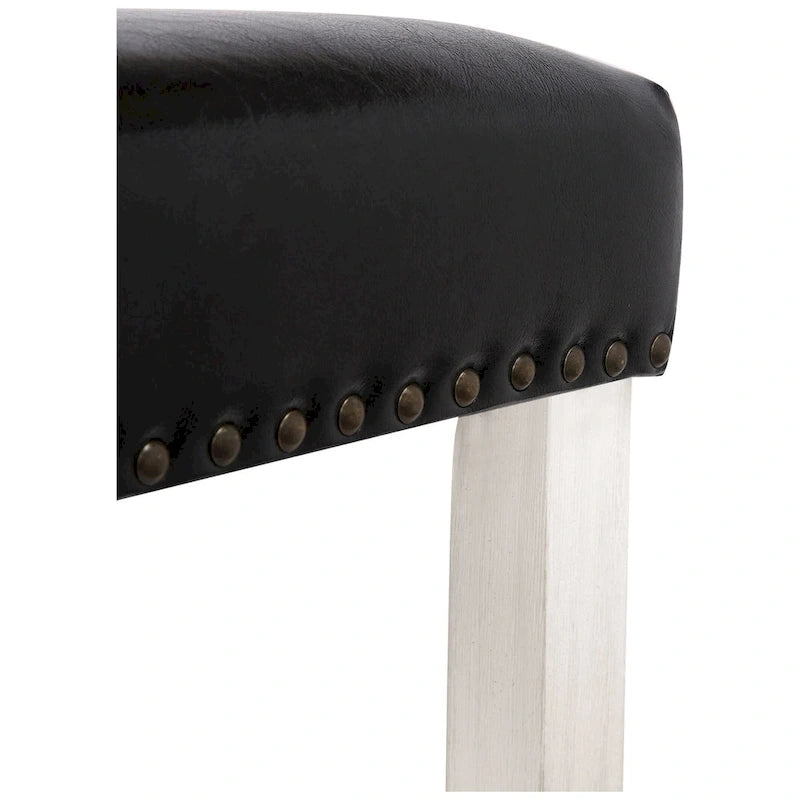 Antique White 24-Inch Upholstered Polyester Saddle Counter Stool
