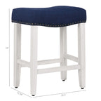 Antique White 24-Inch Upholstered Polyester Saddle Counter Stool