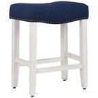 Antique White 24-Inch Upholstered Polyester Saddle Counter Stool