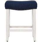 Antique White 24-Inch Upholstered Polyester Saddle Counter Stool