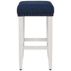 Antique White 24-Inch Upholstered Polyester Saddle Counter Stool