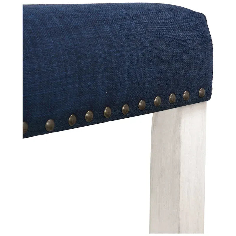 Antique White 24-Inch Upholstered Polyester Saddle Counter Stool