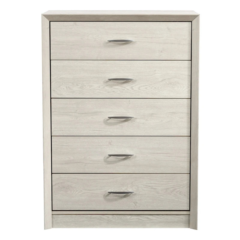 Mid-Century Modern 5-Drawer Tall Dresser with Clean Curves