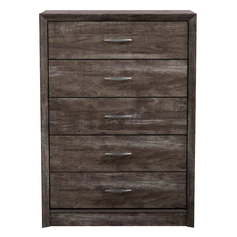 Mid-Century Modern 5-Drawer Tall Dresser with Clean Curves