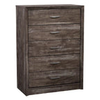 Mid-Century Modern 5-Drawer Tall Dresser with Clean Curves