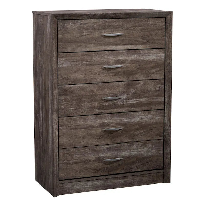 Mid-Century Modern 5-Drawer Tall Dresser with Clean Curves