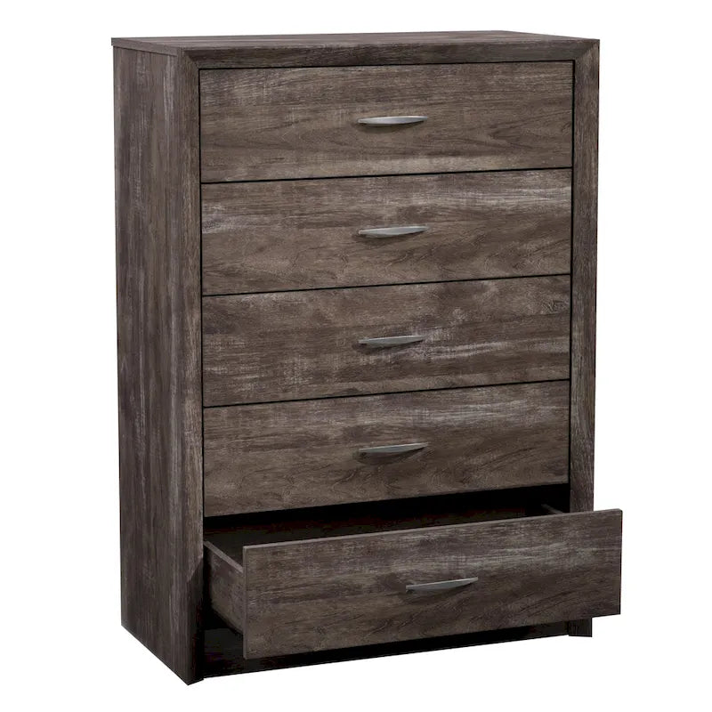 Mid-Century Modern 5-Drawer Tall Dresser with Clean Curves