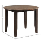 Black and Walnut Round Drop Leaf Dining Table