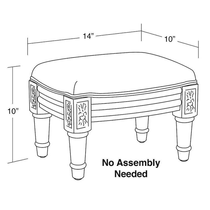 Upholstered Footstool with Wood Stained Finish and Linen Fabric