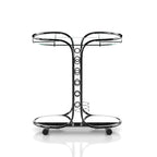 Modern Chrome Frame Glass Top Serving Cart with Casters