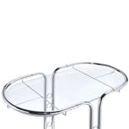 Modern Chrome Frame Glass Top Serving Cart with Casters