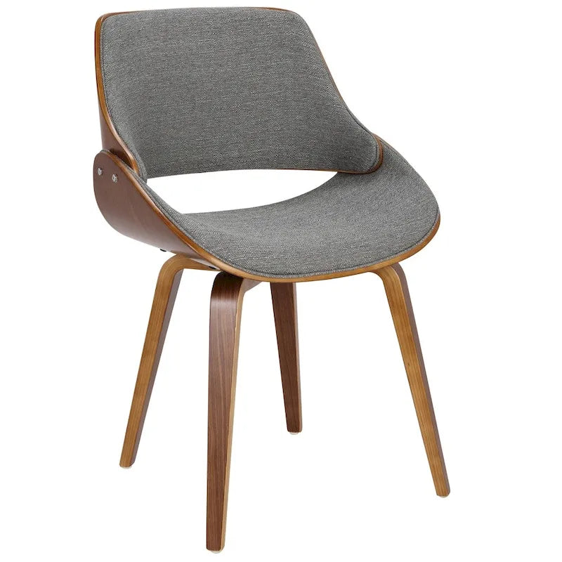 Mid-Century Modern Upholstered Dining Accent Chair with Bentwood Back