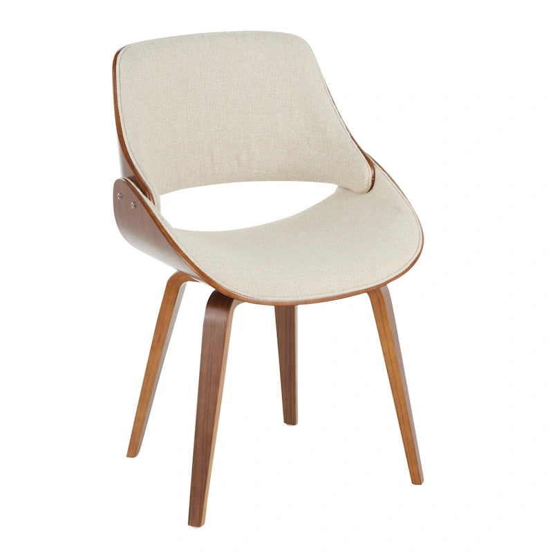 Mid-Century Modern Upholstered Dining Accent Chair with Bentwood Back