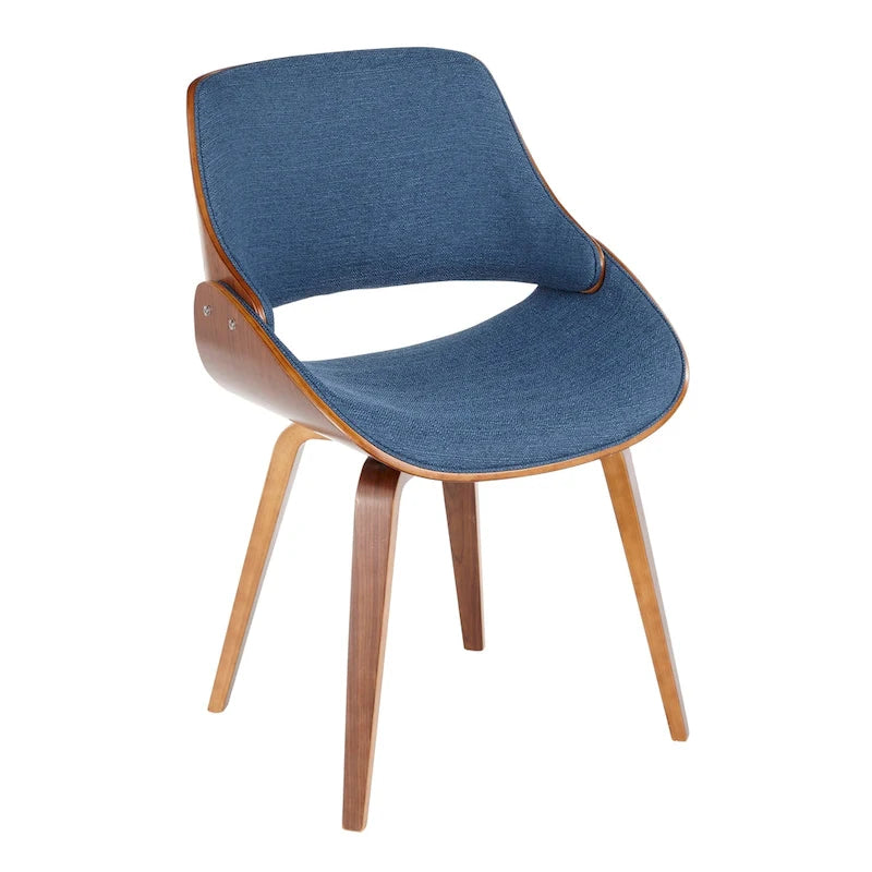 Mid-Century Modern Upholstered Dining Accent Chair with Bentwood Back
